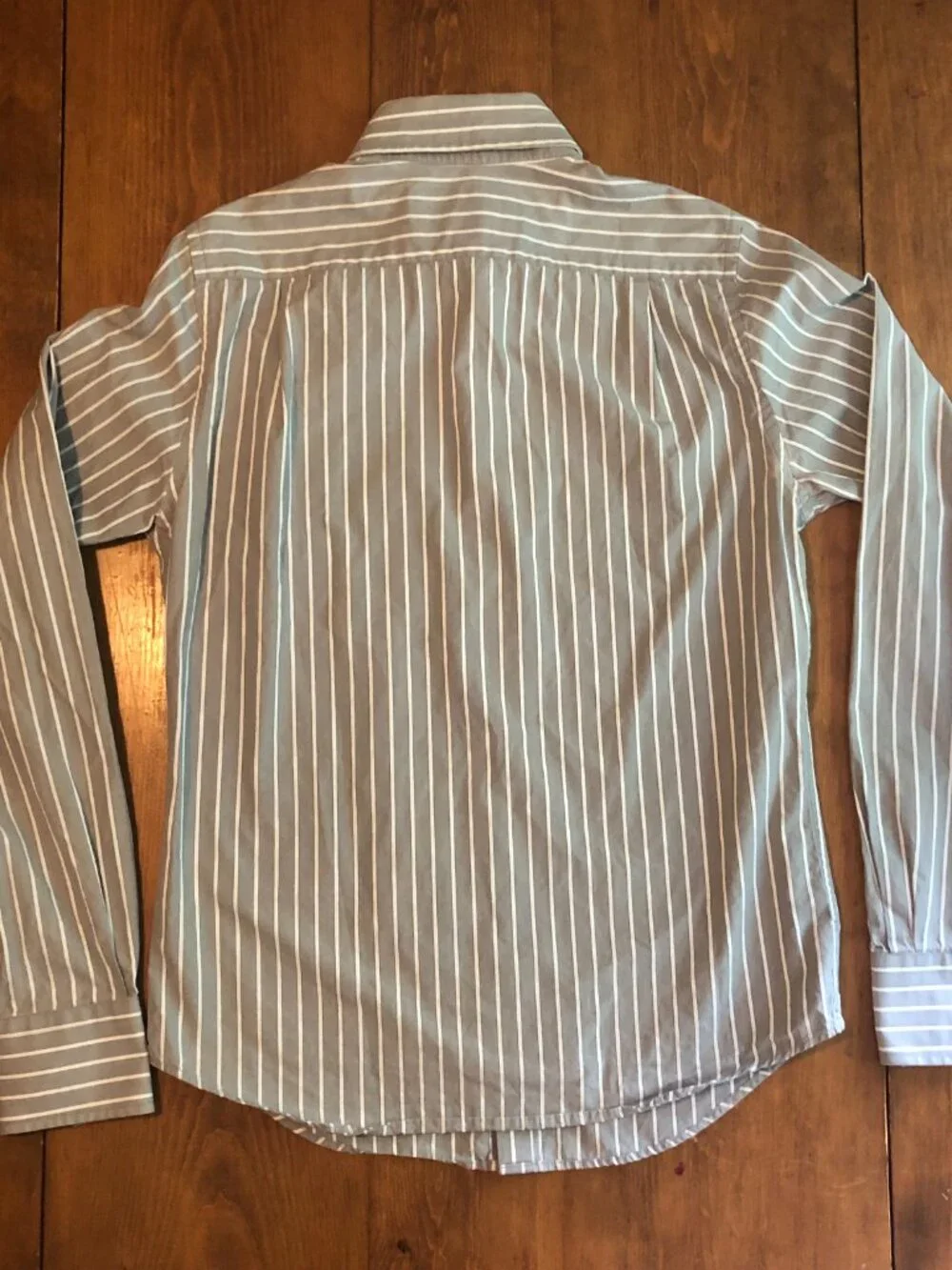 Abercrombie & Fitch Muscle Fit Button Down Shirt Mens Small Gray White Stripe